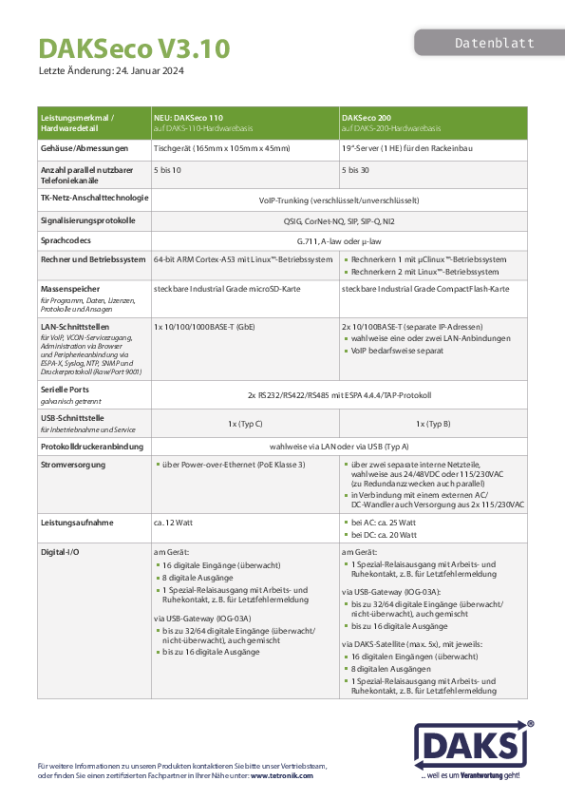 Datenblatt DAKSeco V3.10