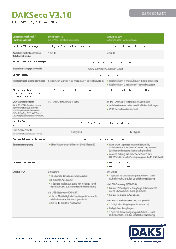 Datenblatt DAKSeco V3.10