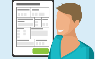 Pfleger neben Tablet mit digitalem Aufnahmeformular