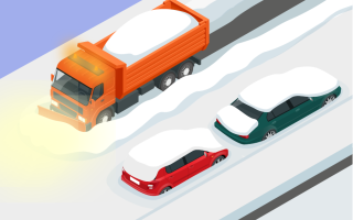 Räumfahrzeug räumt Schnee von der Straße