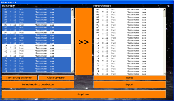 Screenshot der BSR-Anwenderoberfl&auml;che